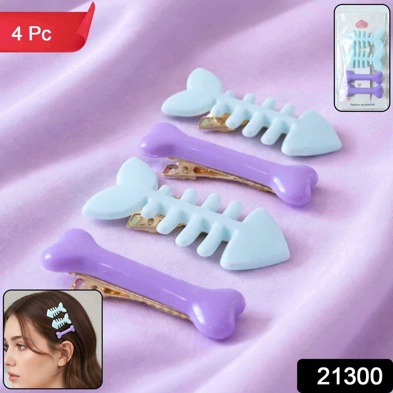 Fishbone Hair Clip Set – Cute & Strong Grip Pack of 4