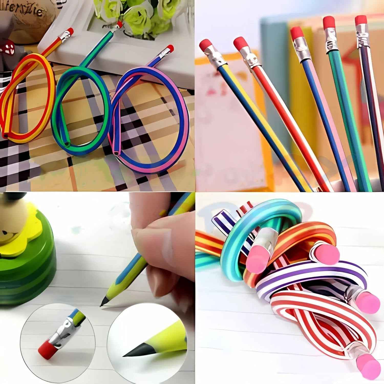 Swirl Design Pencils Set Ð Vibrant Colors with Built-in Erasers