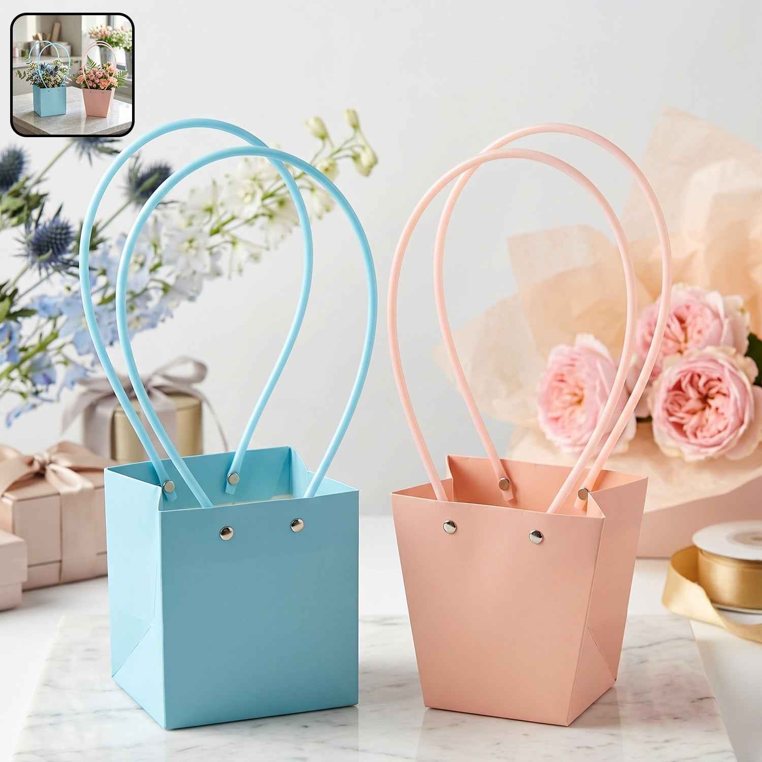 Flower Packaging Bag Ð Foldable Waterproof Handle for Gifts