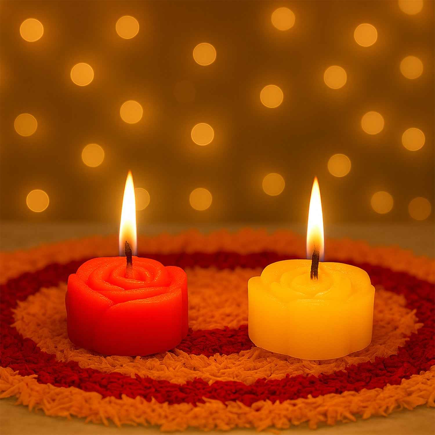 Rose Shaped Wax Candle Set – Elegant 6-Piece Home Decor
