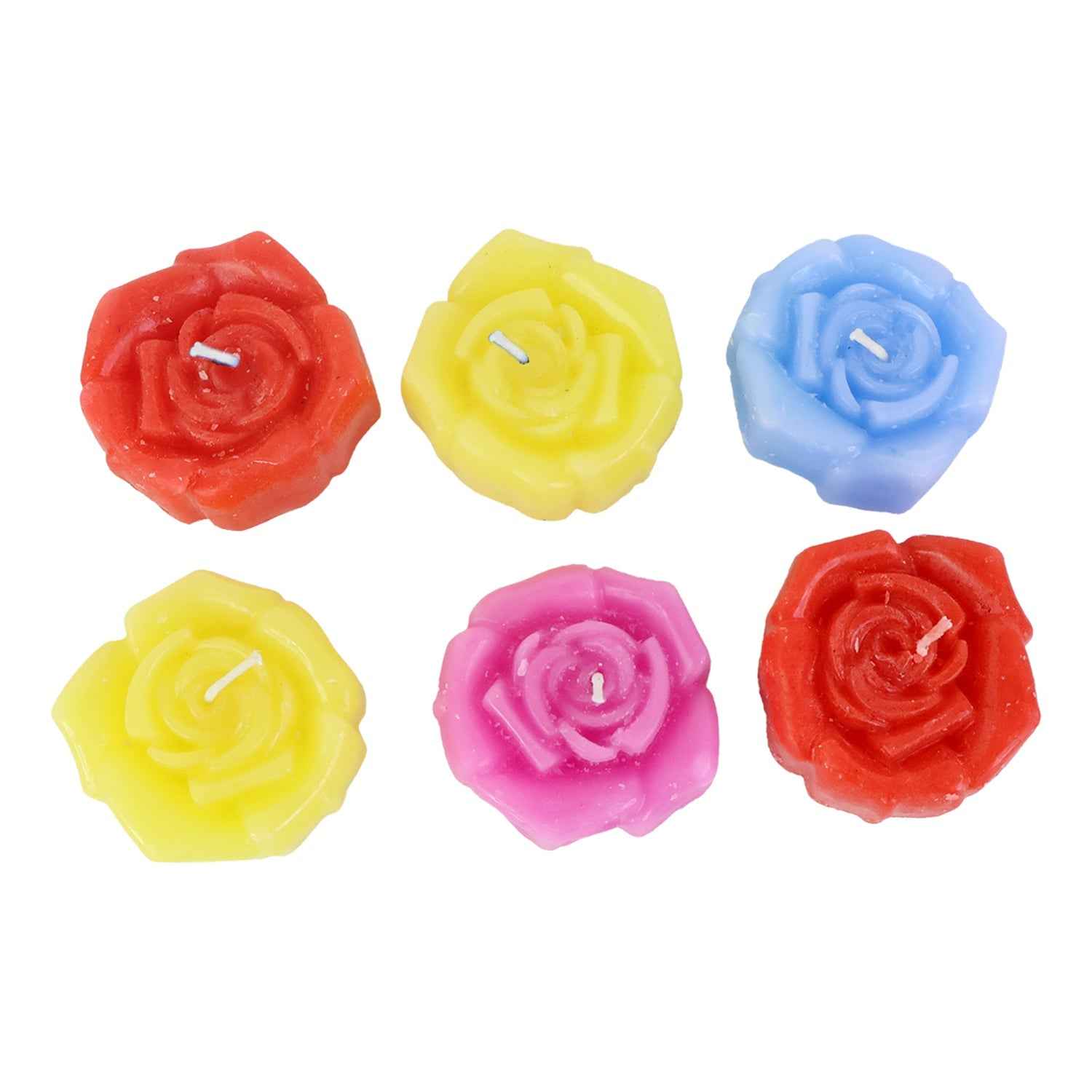 Rose Shaped Wax Candle Set – Elegant 6-Piece Home Decor