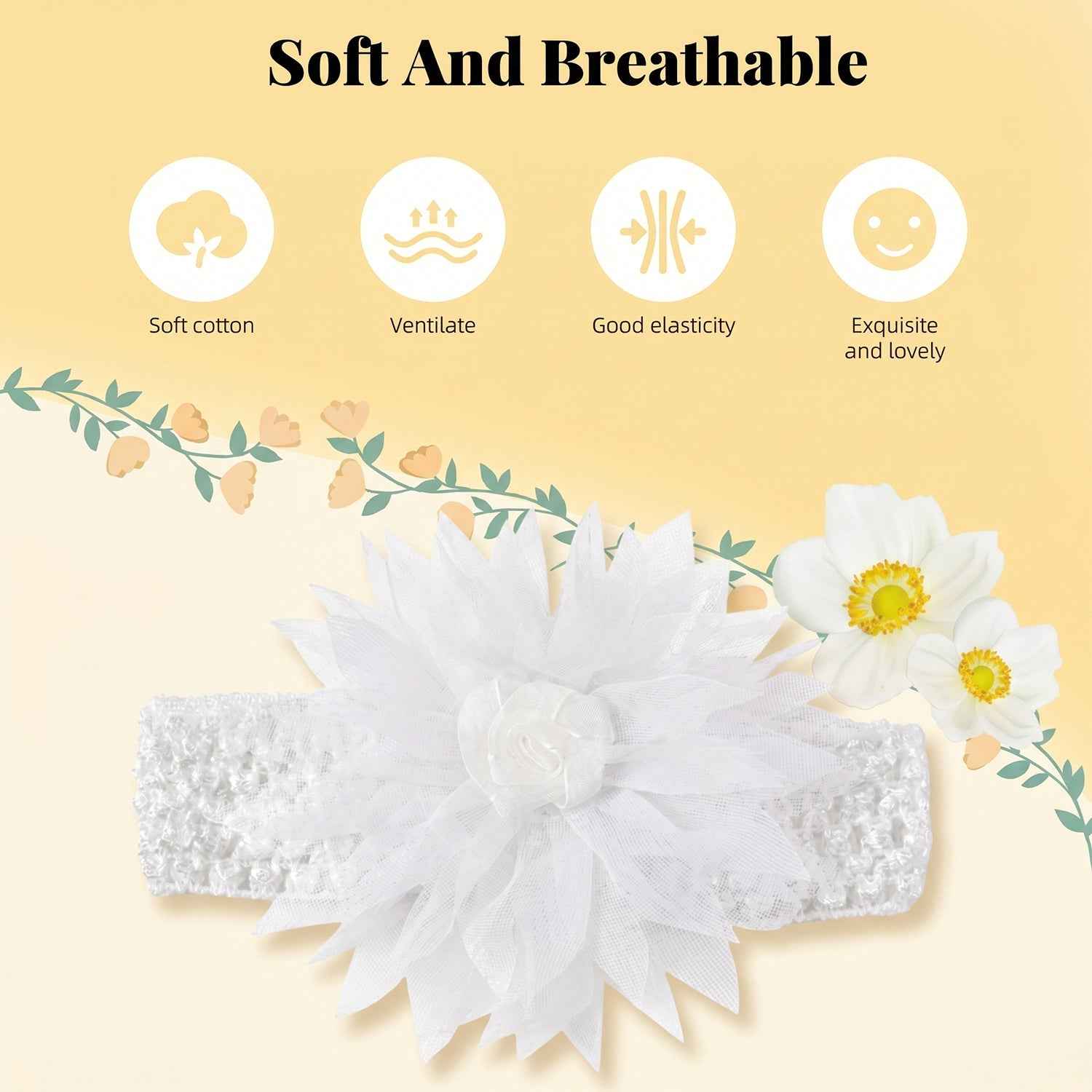 Baby Headband Ð Soft Elastic Floral Design for Comfort & Style