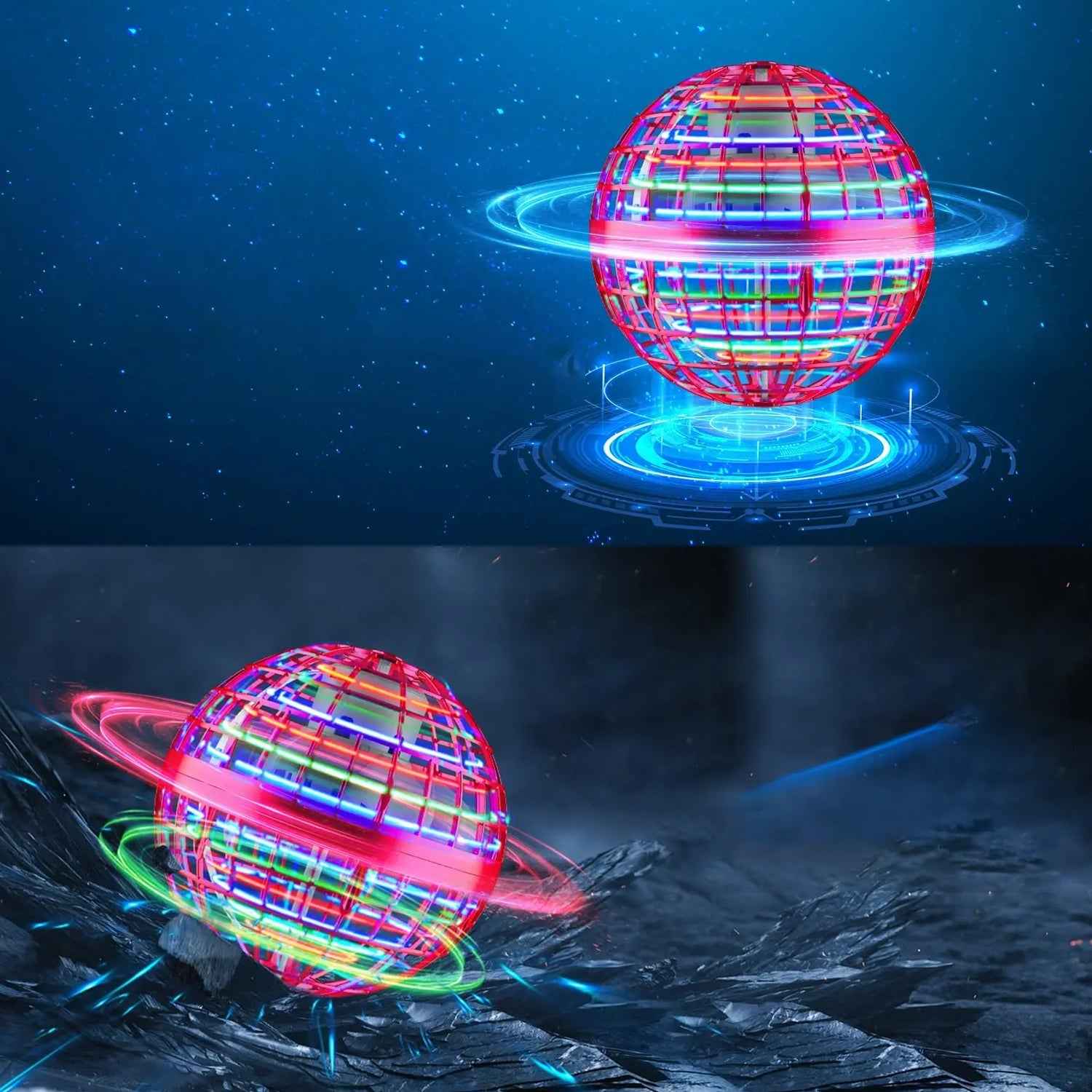 Flying Ball Toy – RGB Lights, 360° Rotation & USB | Spark Tots