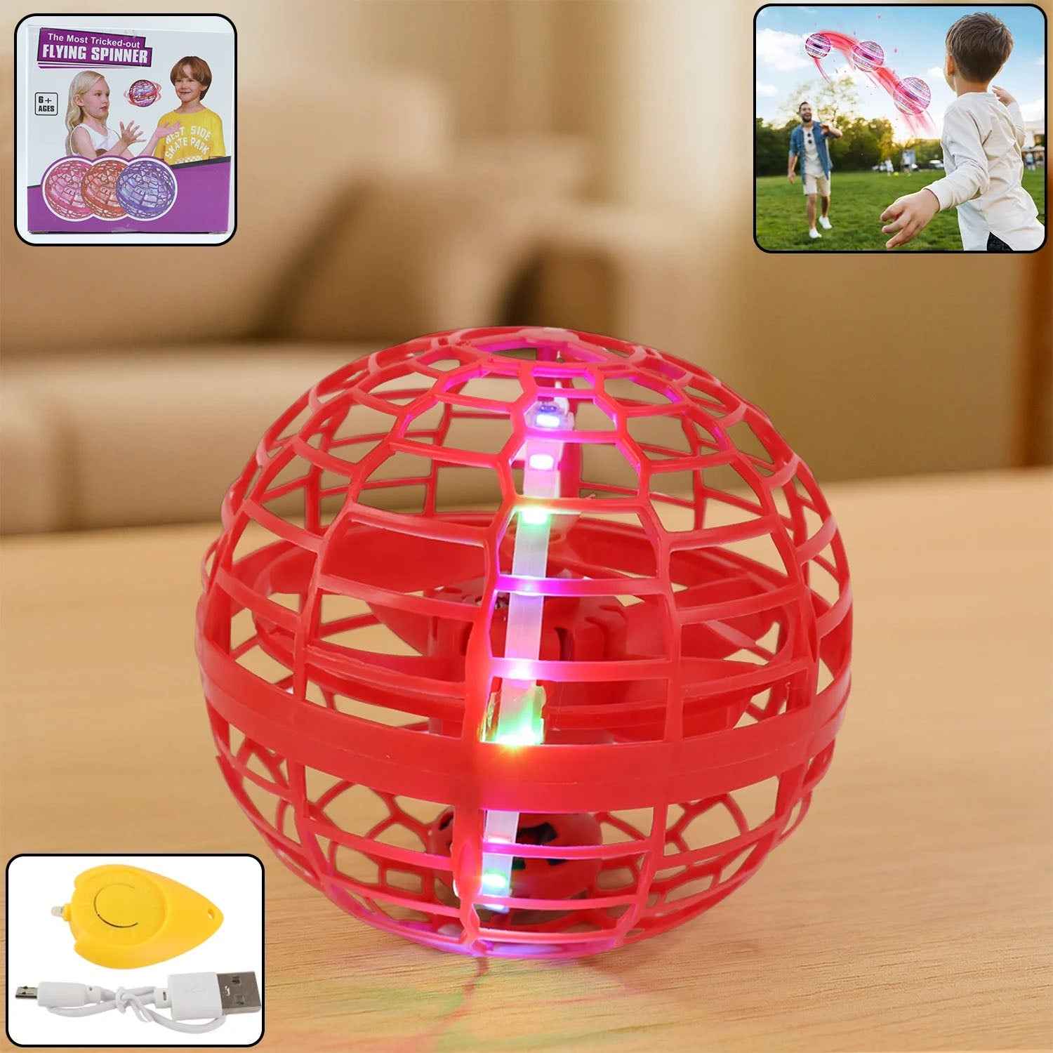 Flying Ball Toy – RGB Lights, 360° Rotation & USB | Spark Tots