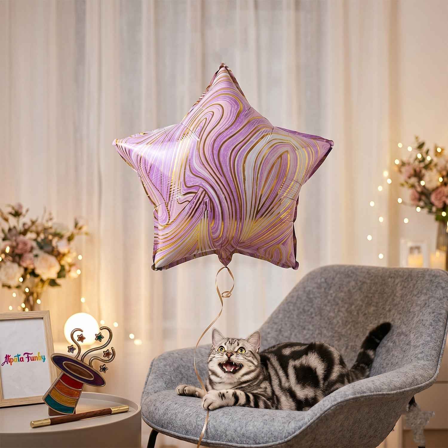 Star Marble Foil Balloon Ð Bright Party Decor for Celebrations
