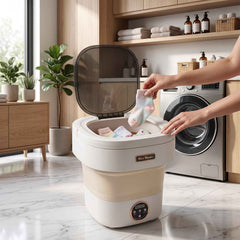 Portable Folding Washing Machine, Mini Collapsible Washer with Spin Basket (1 Pc)