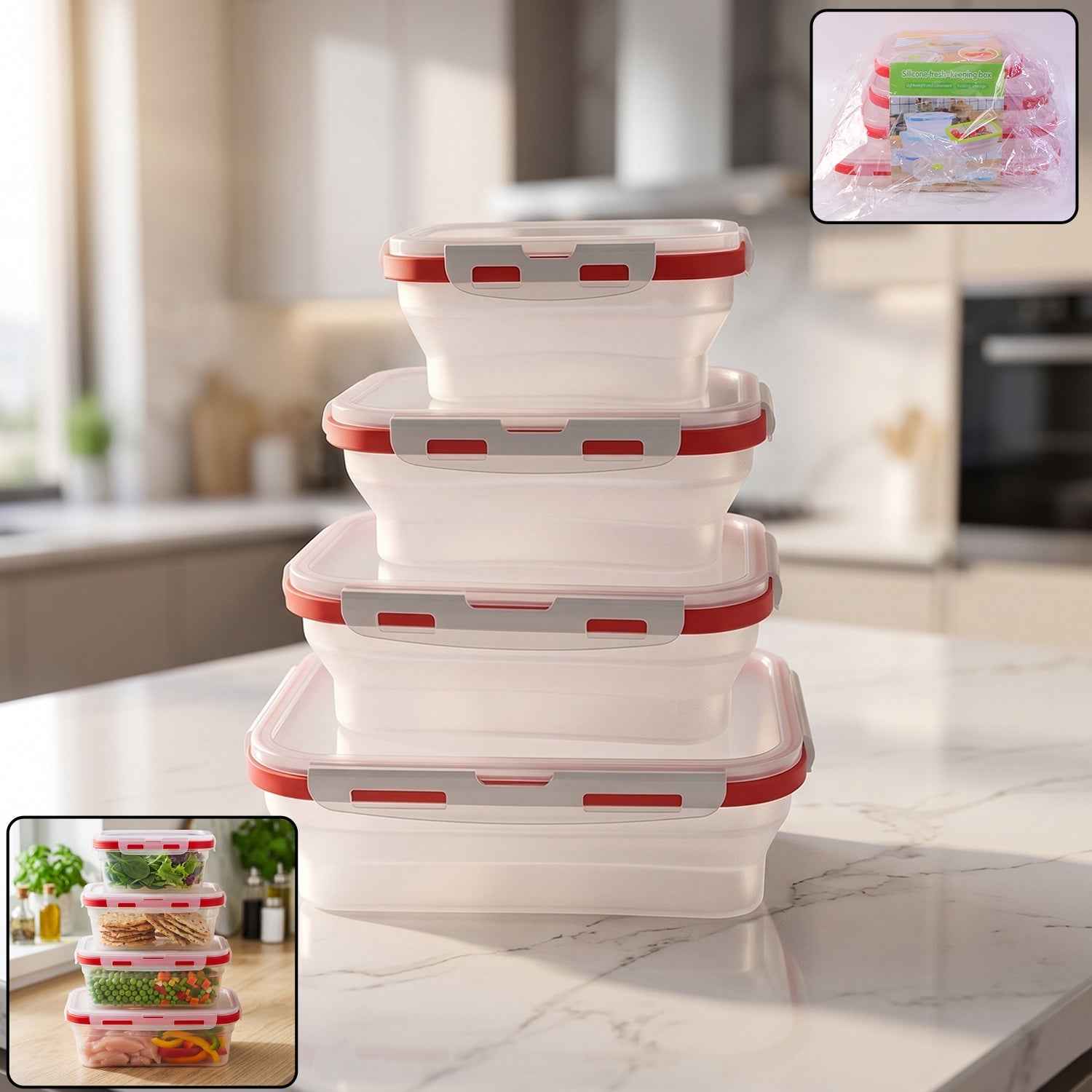 Collapsible Food Storage Container Set Ð Space-Saving & Airtight