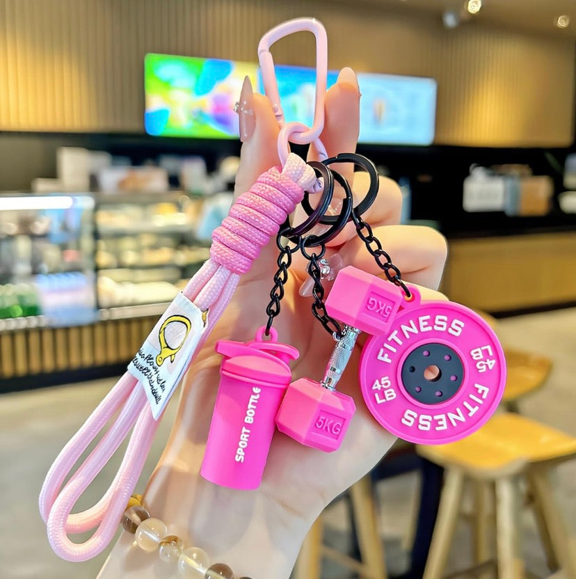 Trending Gym Dumbell and Plate Keychain