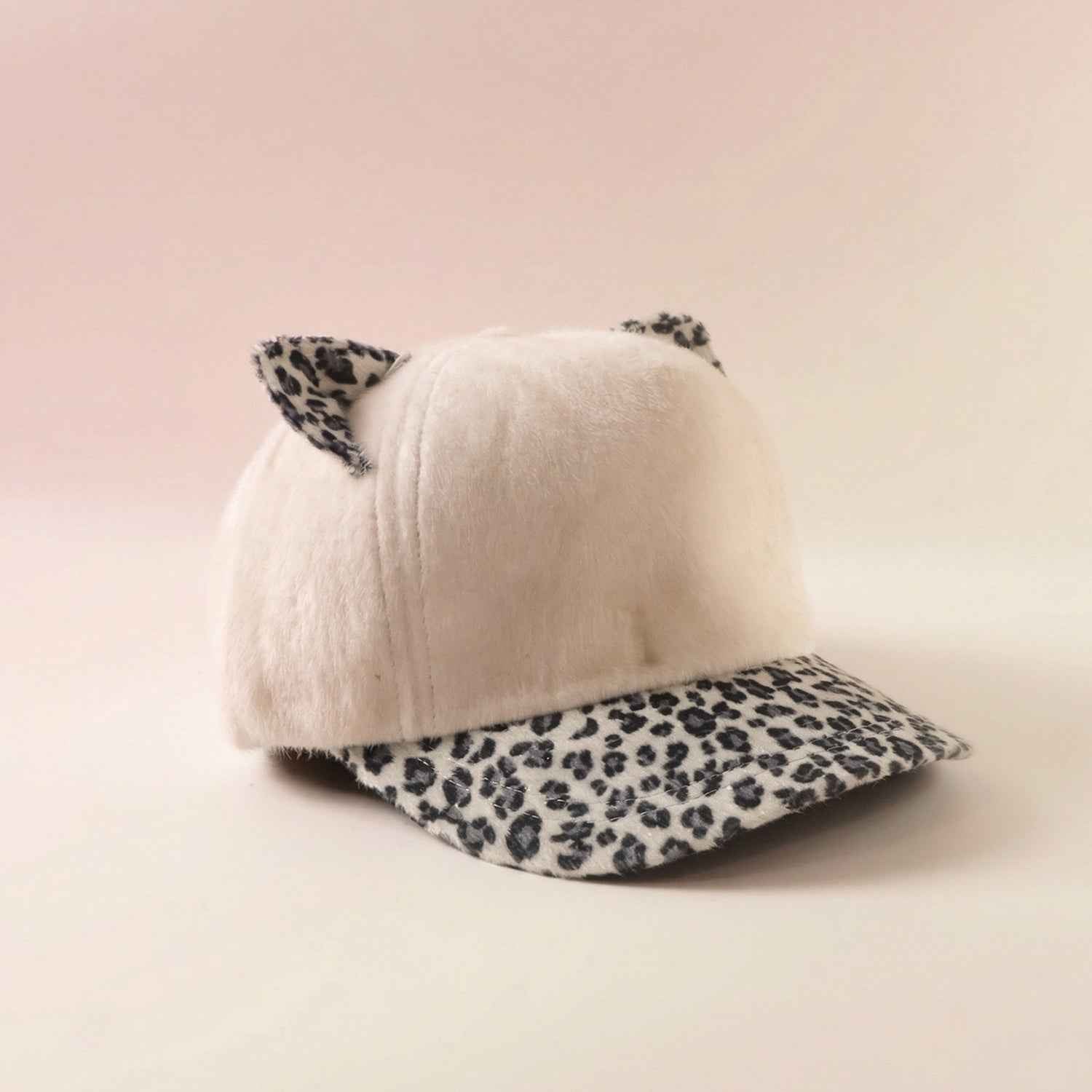 Cat Ear Fur Cap – Trendy Winter Headwear with Printed Visor