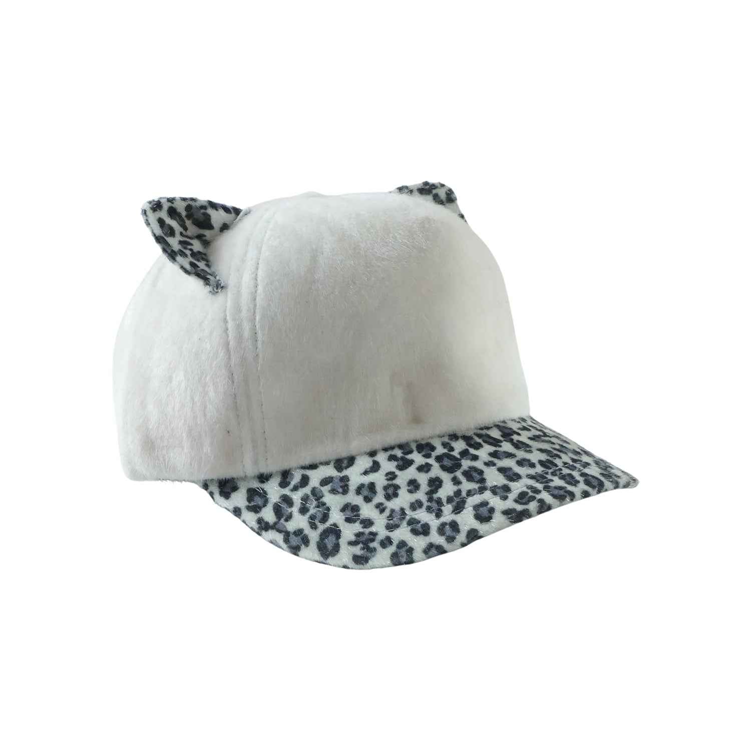 Cat Ear Fur Cap – Trendy Winter Headwear with Printed Visor