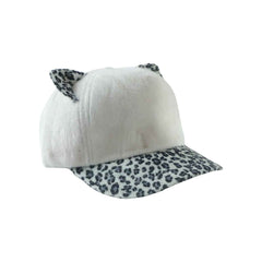 Cat Ear Fur Cap – Trendy Winter Headwear with Printed Visor