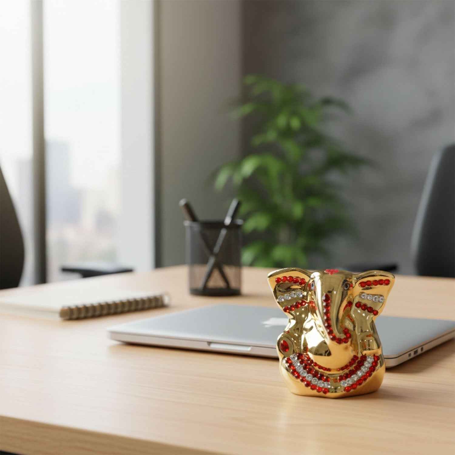 Lord Ganesha Idol – Golden Decorative Spiritual Showpiece