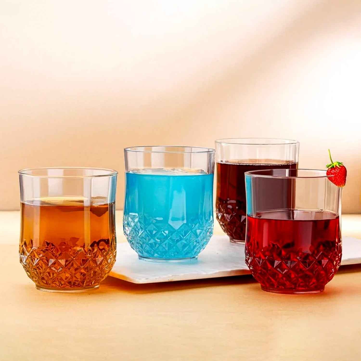Diamond-Pattern Drinking Glass Set – Elegant 6-Piece Tumbler Set
