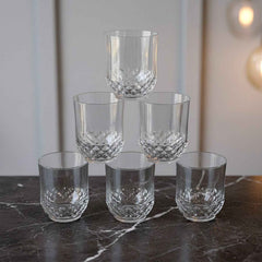 Diamond-Pattern Drinking Glass Set – Elegant 6-Piece Tumbler Set