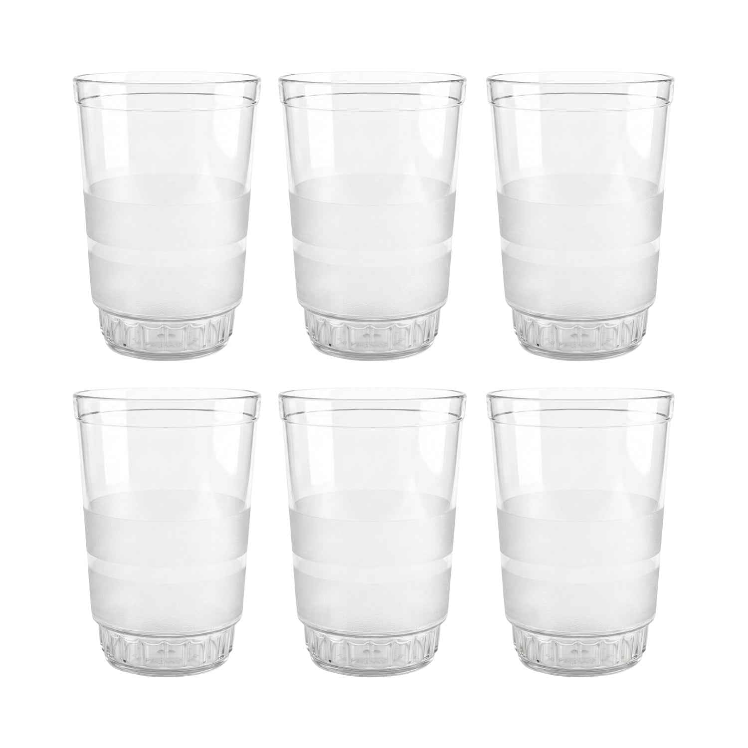 Janta Drinking Glass Set – 6 Pc with Frosted Grip, 300ml Each