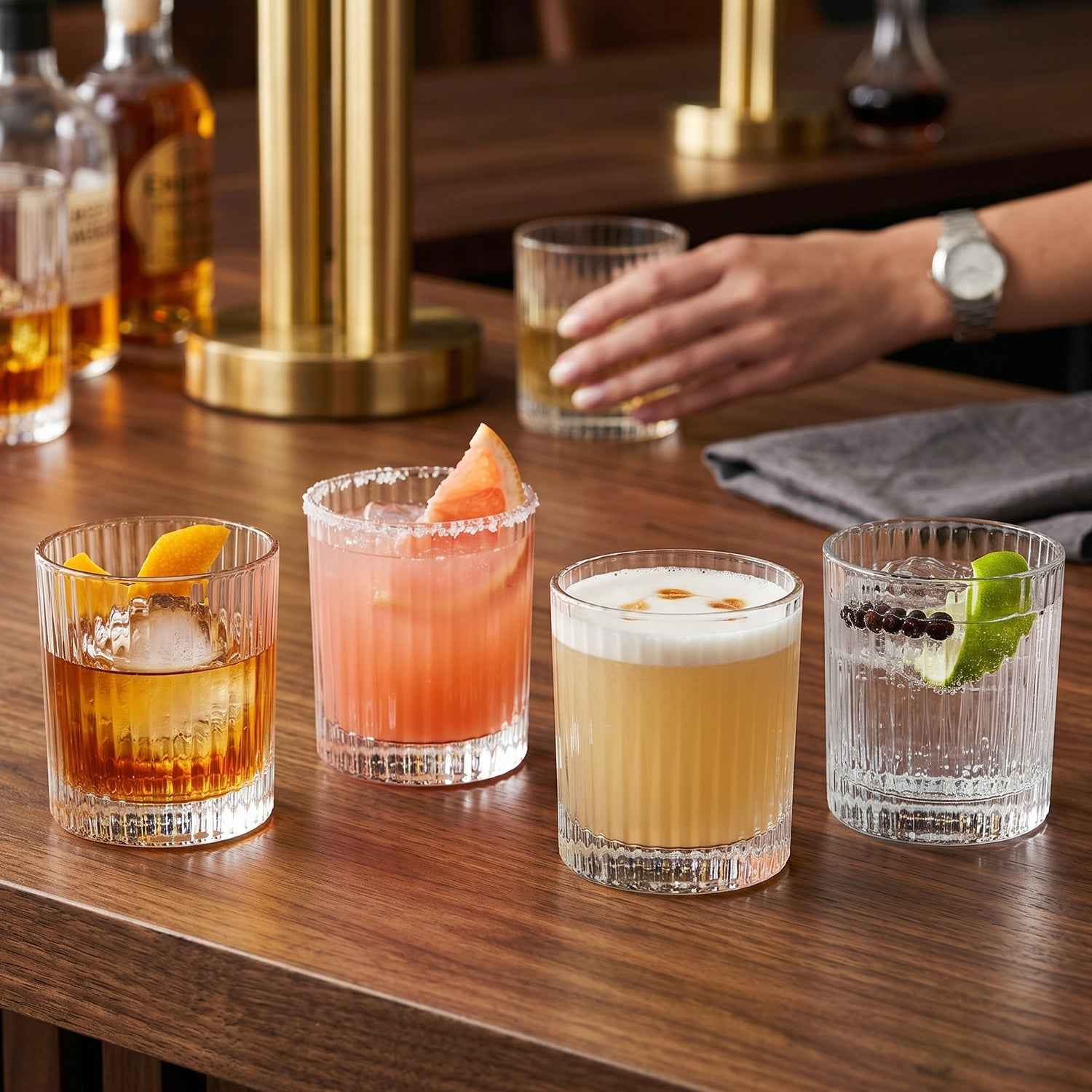 Crystal Glass Tumbler Set Ð Elegant Ribbed Design for Every Occasion