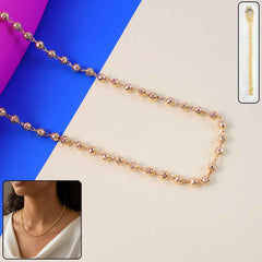 Gold Tone Beaded Necklace Chain – Elegant Classic Design for Women