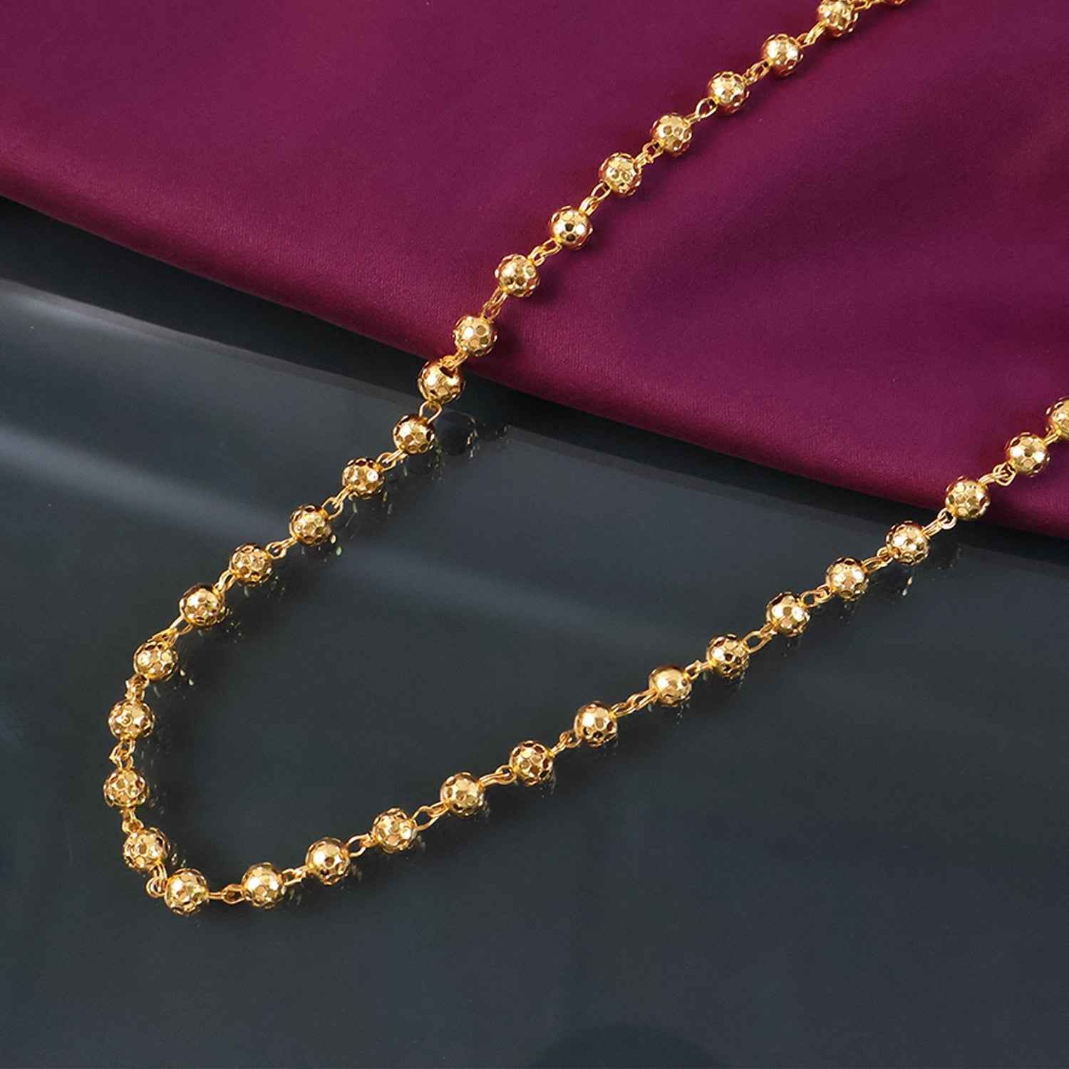 Gold Tone Beaded Necklace Chain – Elegant Classic Design for Women