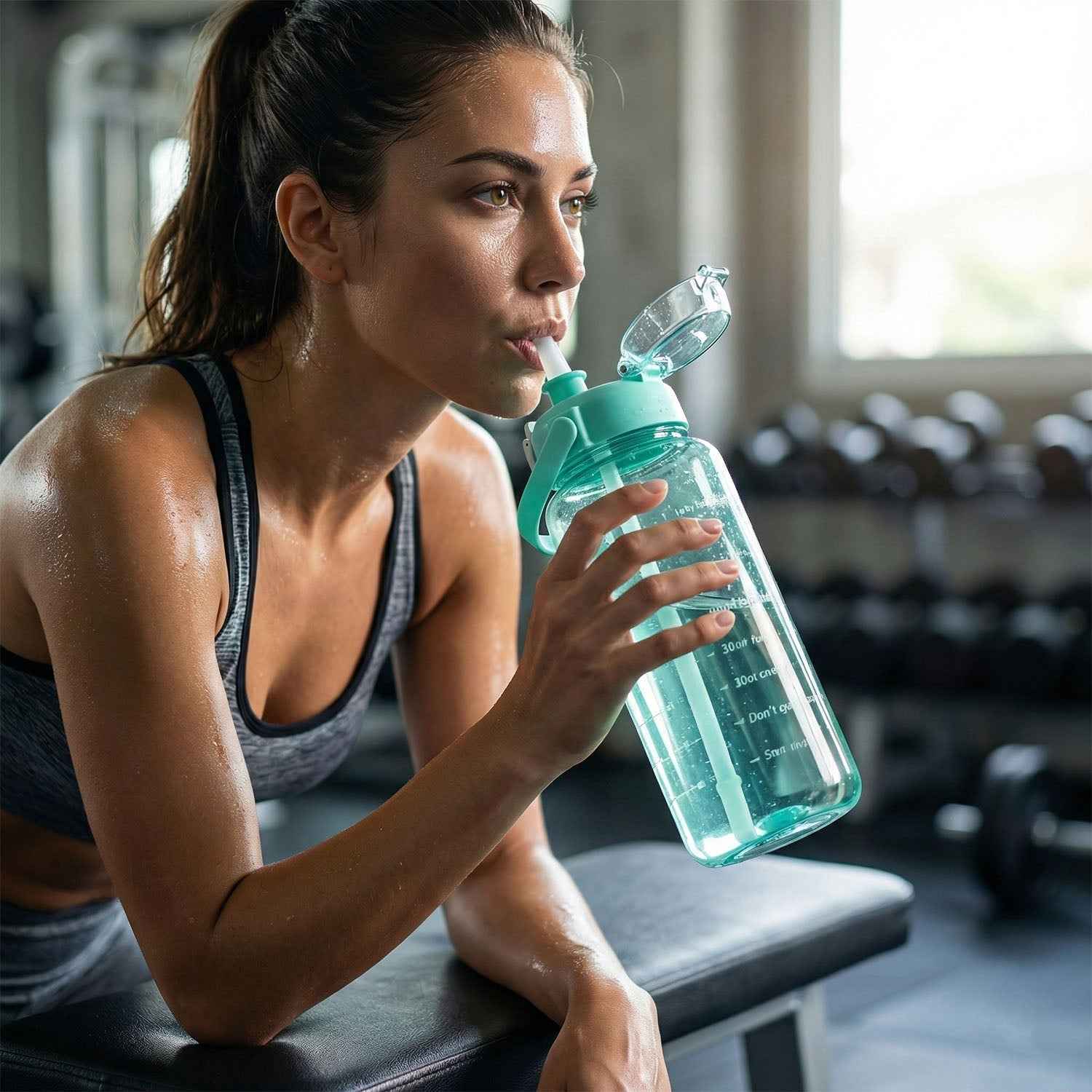 2 Litre Sports Water Bottle – Leakproof Flip Lock with Straw