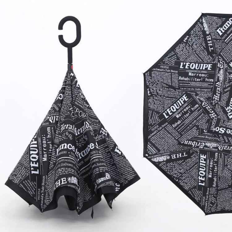 Vibrant printed canopy of the windproof reverse umbrella, showcasing its design.