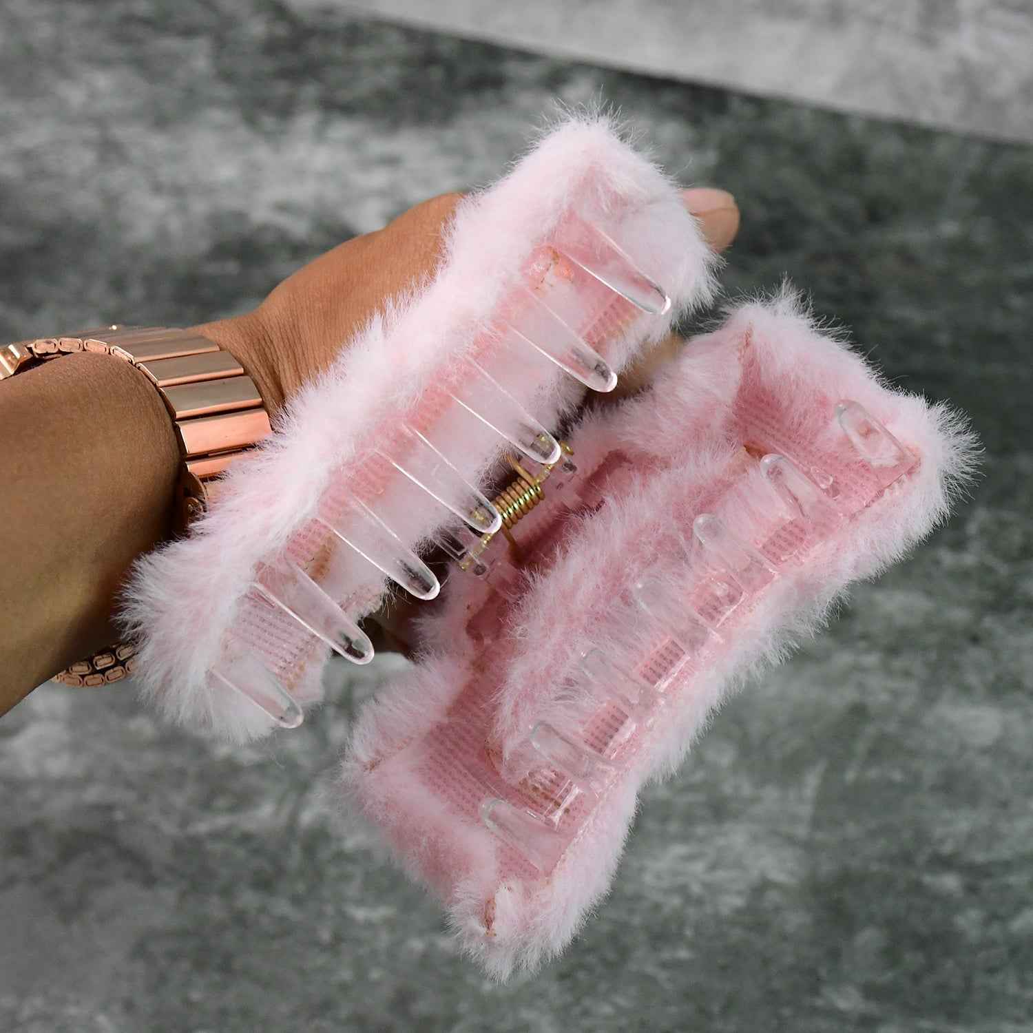 Faux Fur Hair Claw Clips – Soft, Big & Fluffy 12 Pc Set