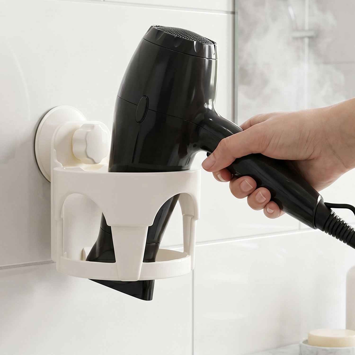 Hair Dryer Holder Ð Easy Bathroom Storage with Suction Cup