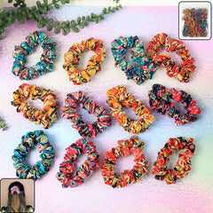 Printed Fabric Hair Scrunchies – Set of 12 Stylish Prints