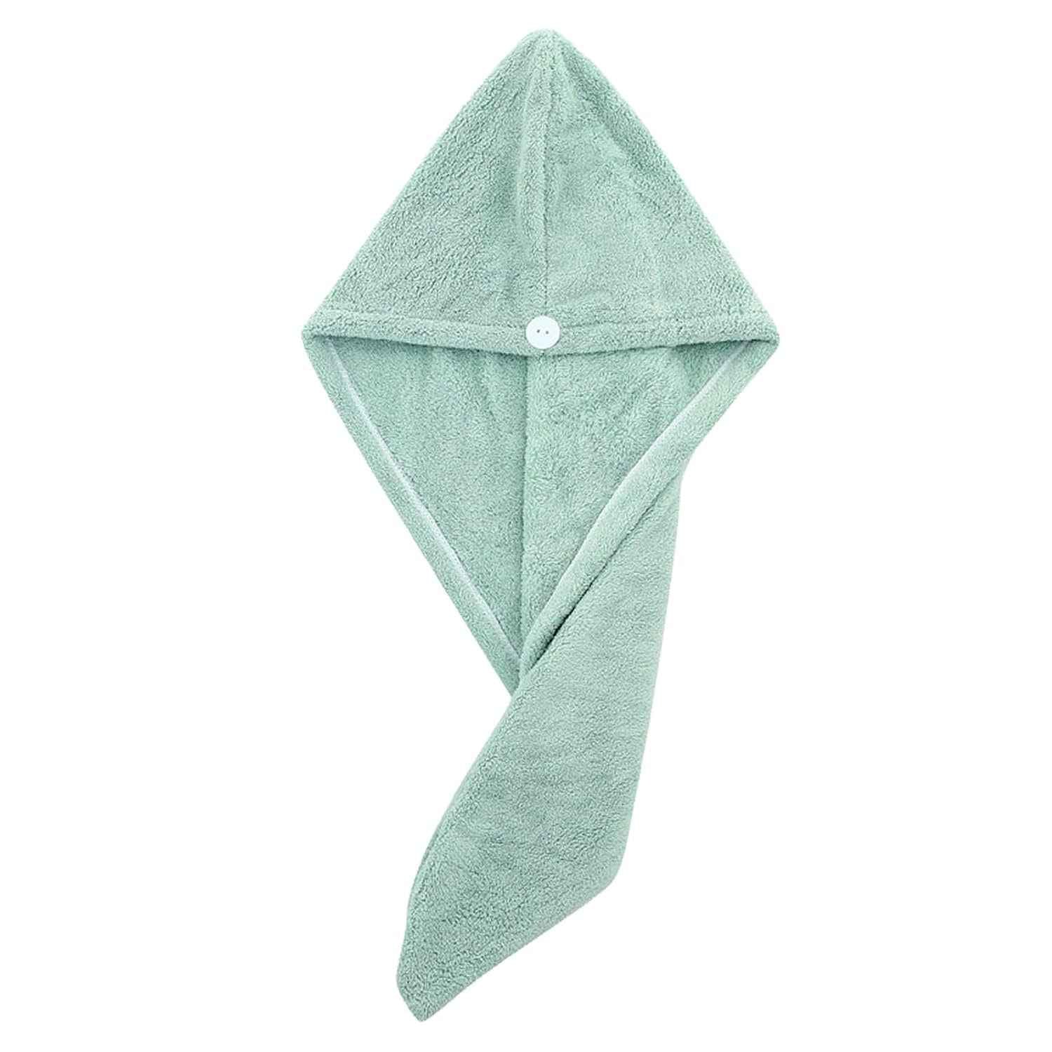 Microfiber Hair Drying Towel Wrap – Quick Absorbent Turban with Button Lock