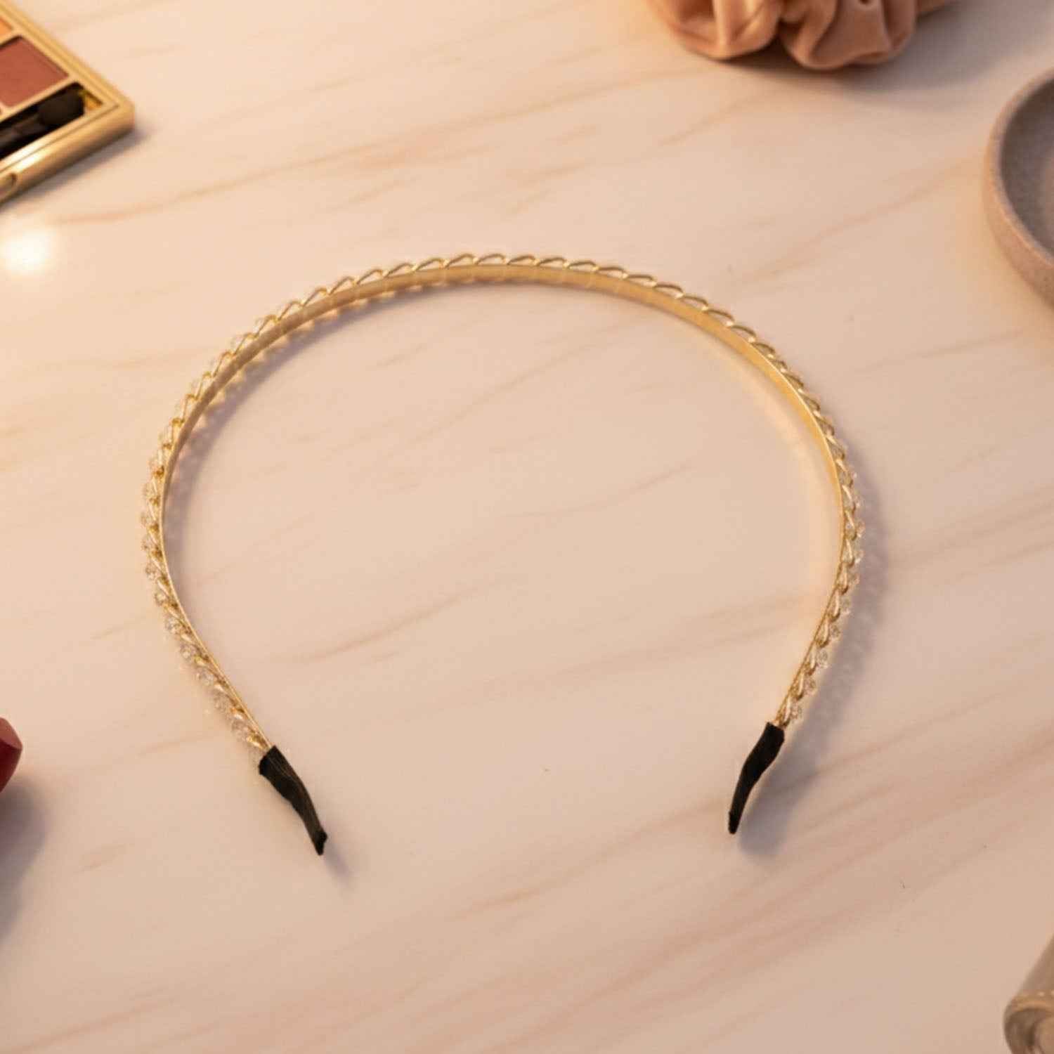 Crystal Studded Metal Hair Band – Elegant Party Accessory