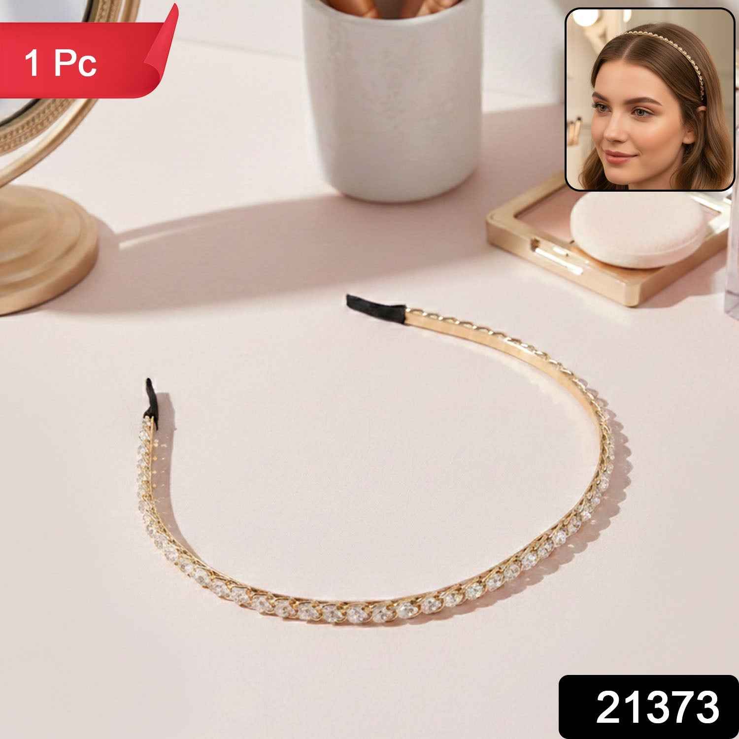 Crystal Studded Metal Hair Band – Elegant Party Accessory