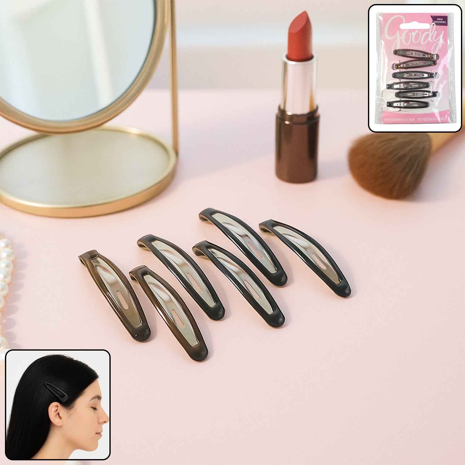 Snap Hair Clips for Women – Strong Hold, Non-Slip 6 Pc Set