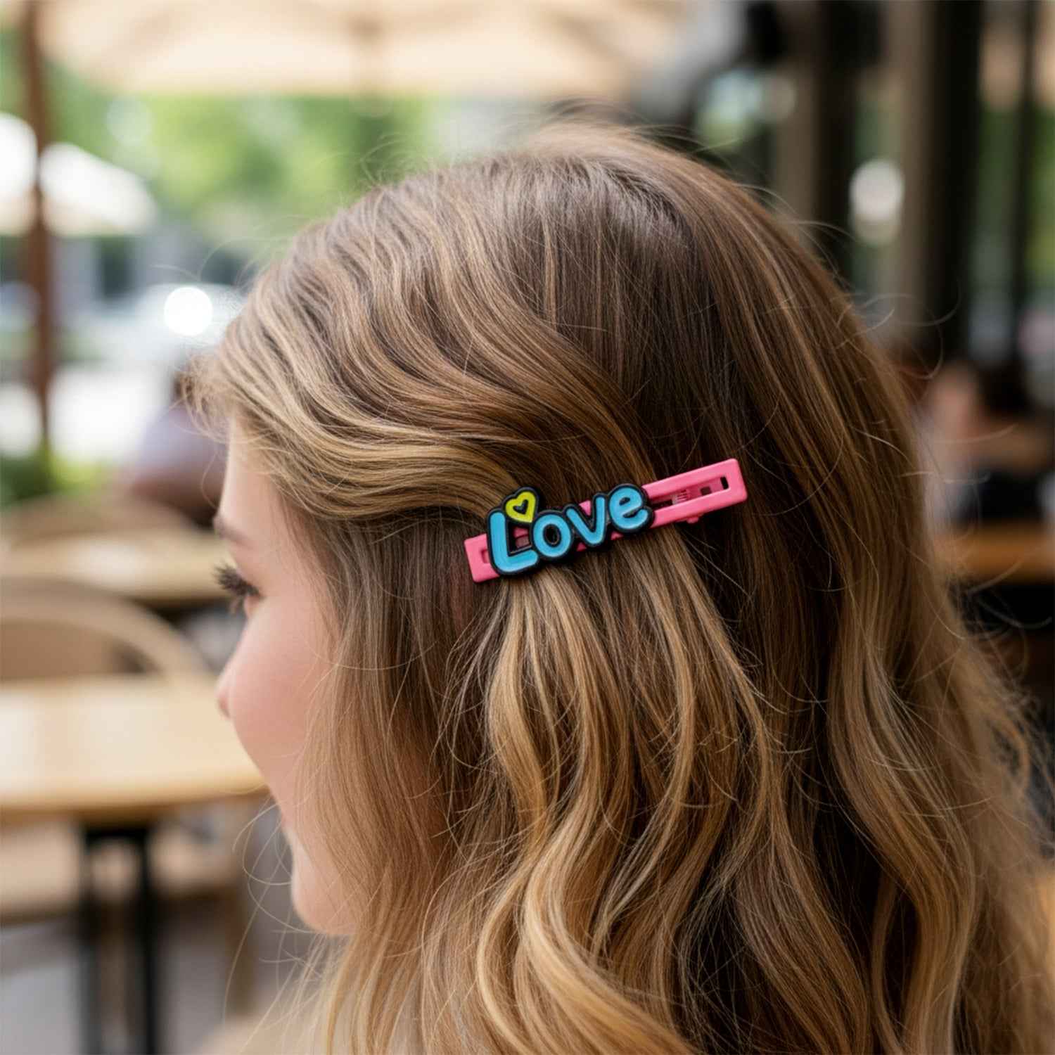 Decorative Hair Clip Set – Stylish Text Design, Pack of 4