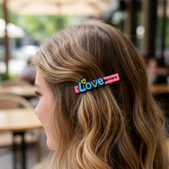 Decorative Hair Clip Set – Stylish Text Design, Pack of 4