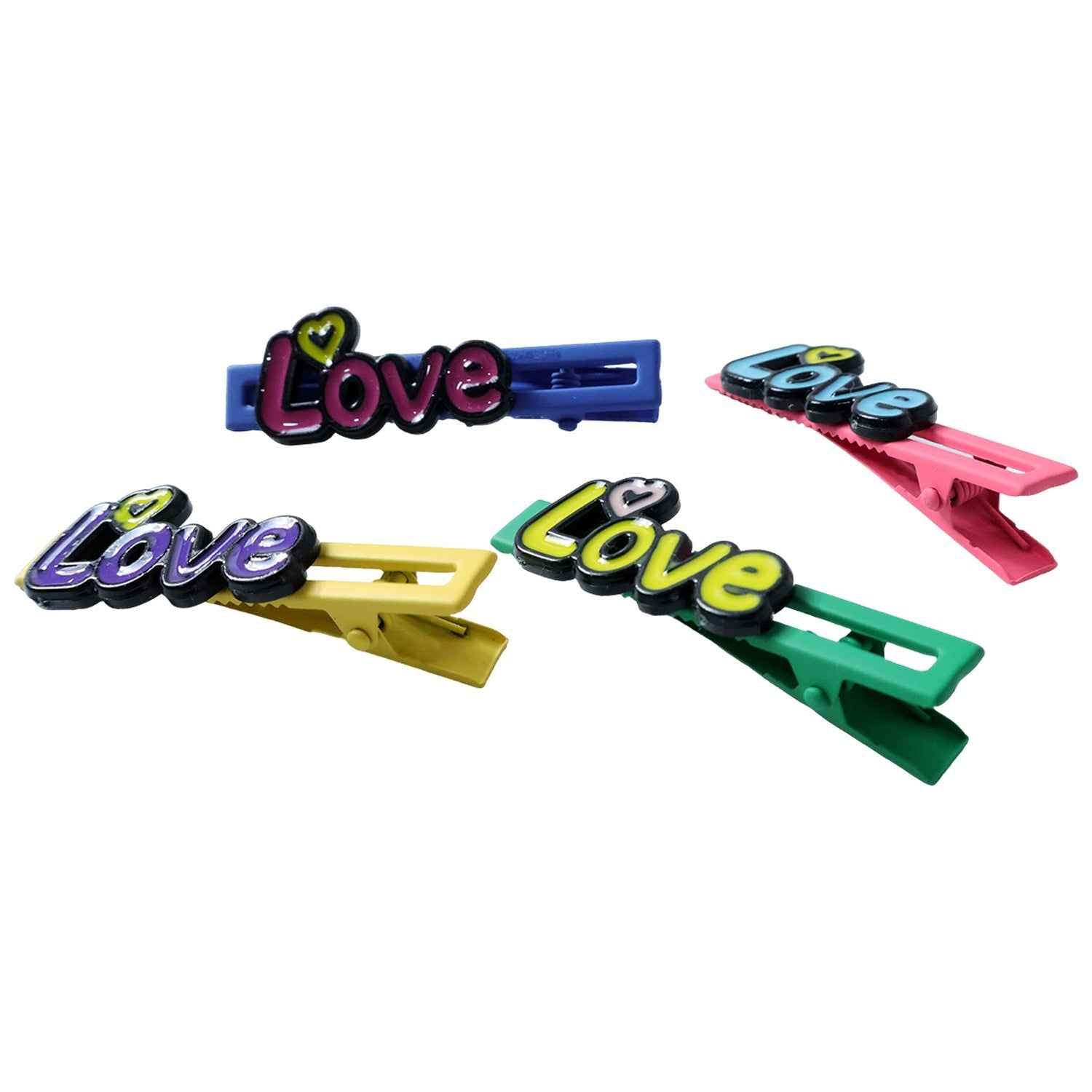 Decorative Hair Clip Set – Stylish Text Design, Pack of 4