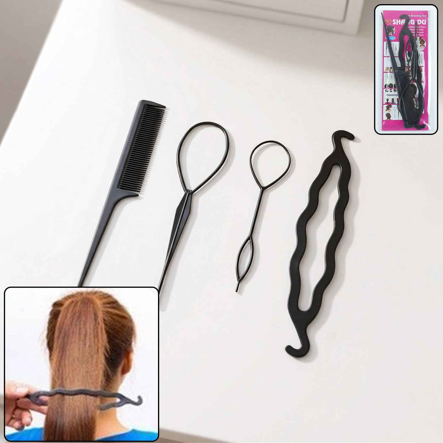 Multi Purpose 4 in 1 Hair Styling Tool Kit – Easy DIY Hairstyles
