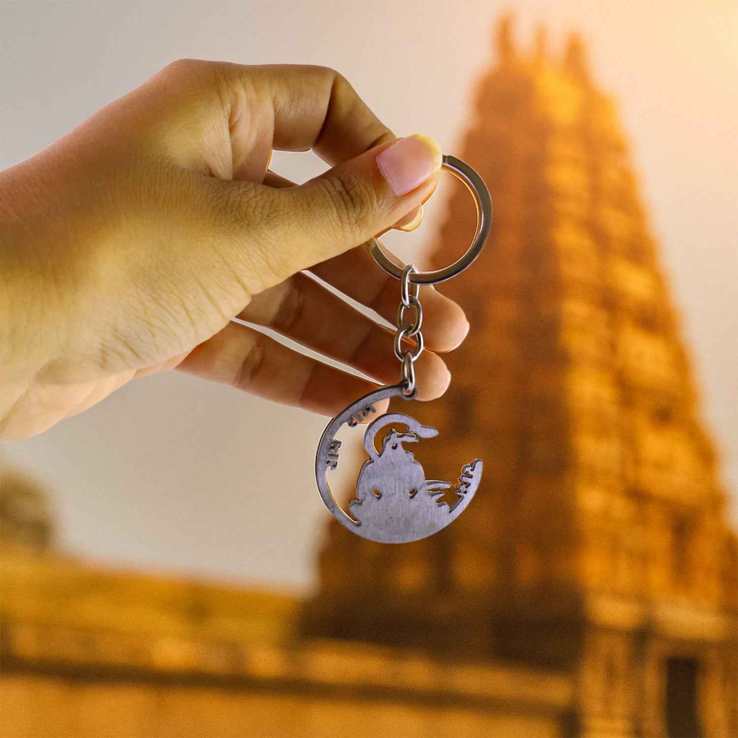 Jai Shri Ram Keychain – Hanuman Silhouette Metal Keyring