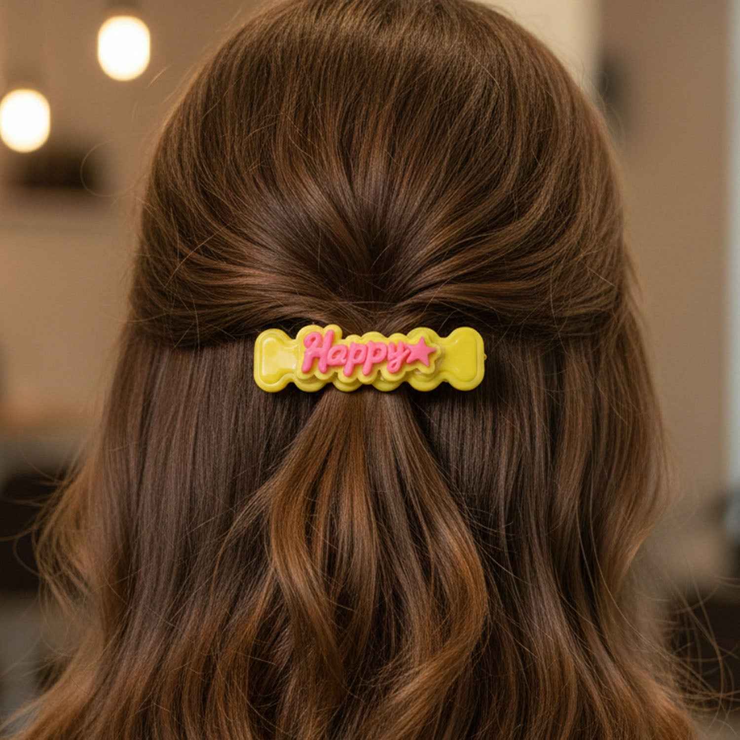 Happy Bone-Shaped Snap Hair Clips – 4 Vibrant Pieces for Girls