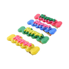 Happy Bone-Shaped Snap Hair Clips – 4 Vibrant Pieces for Girls