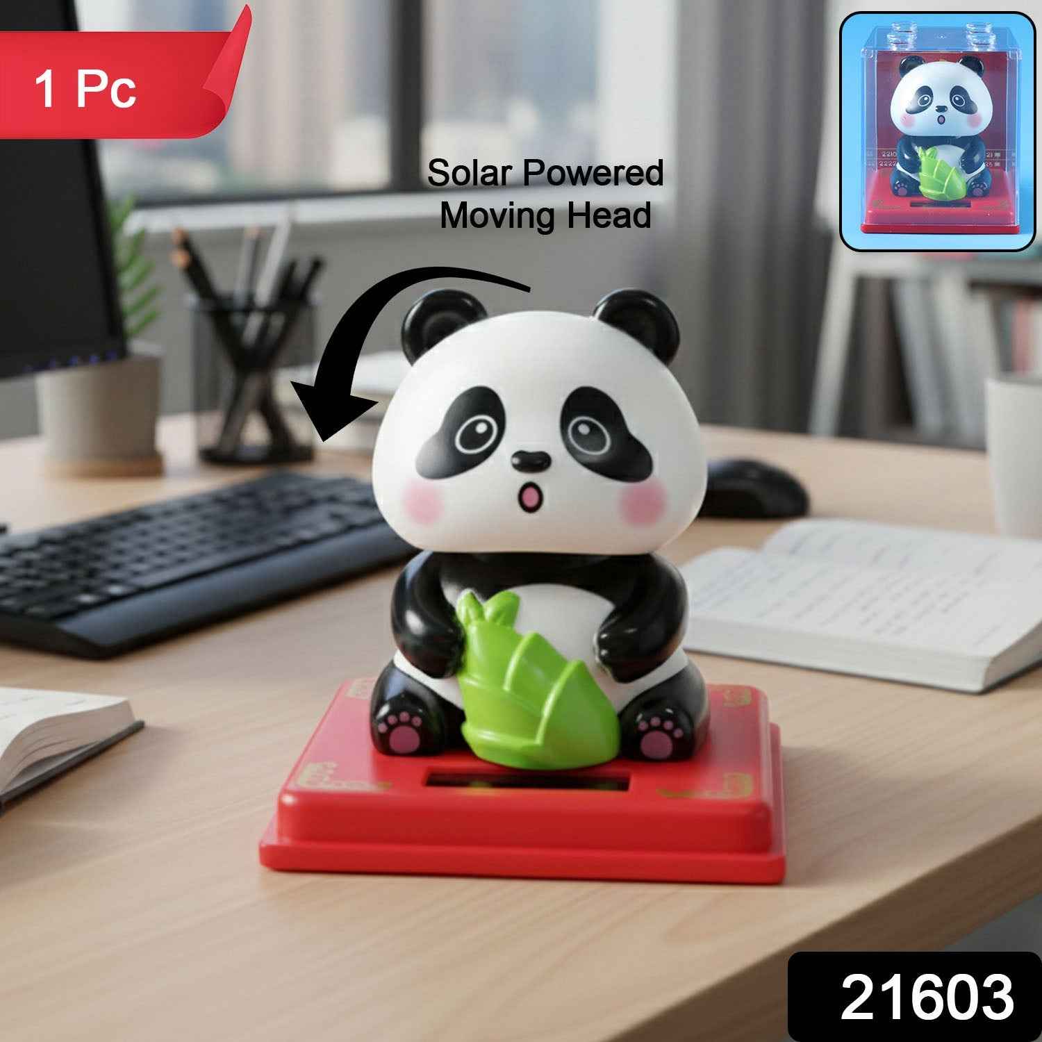 Solar Powered Panda Showpiece – Eco-Friendly Moving Head Decor