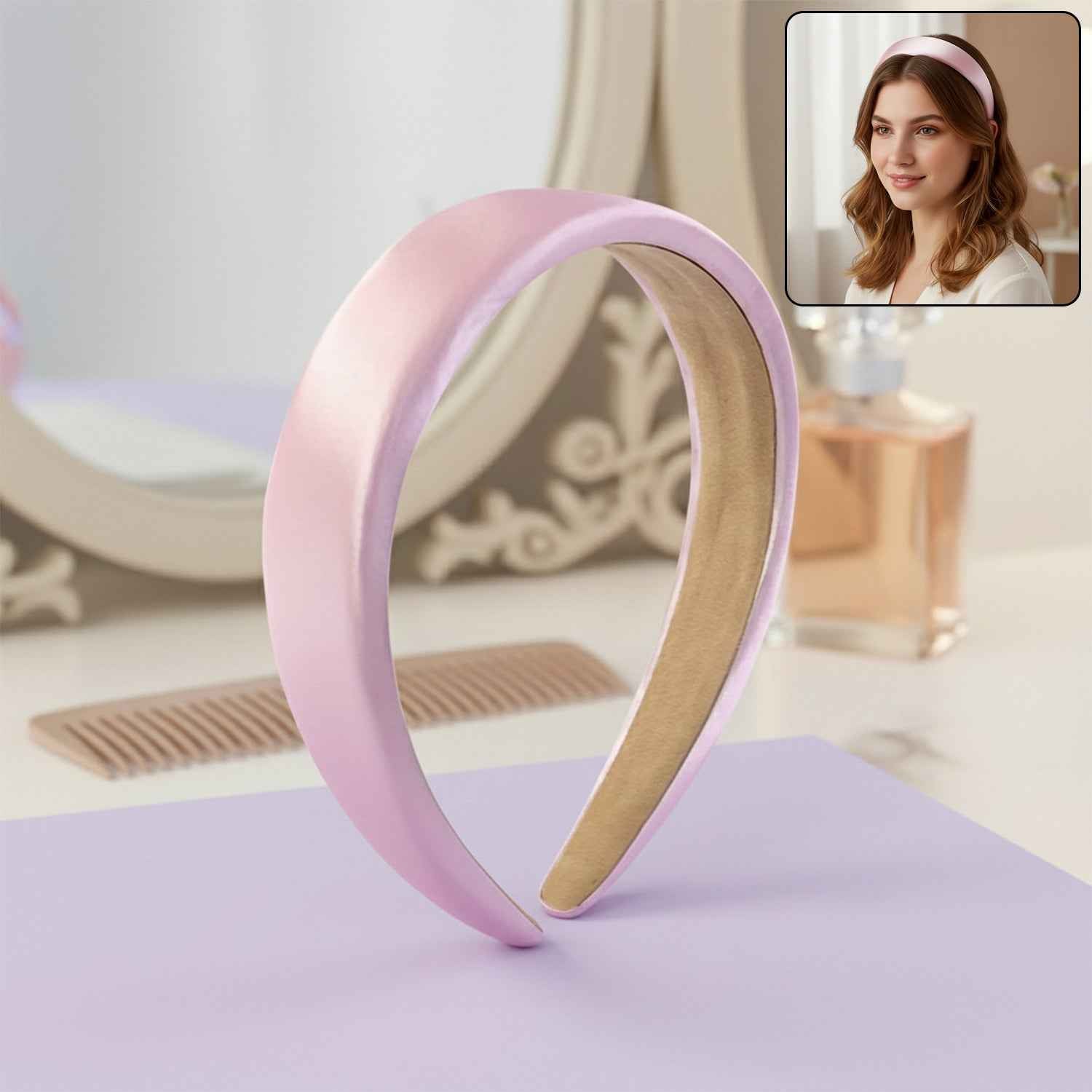 Padded Satin Hairband – Comfortable & Stylish Accessory