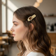 Heart Shape Hair Clips Set – Stylish Lightweight Snap Clips (4 Pc)