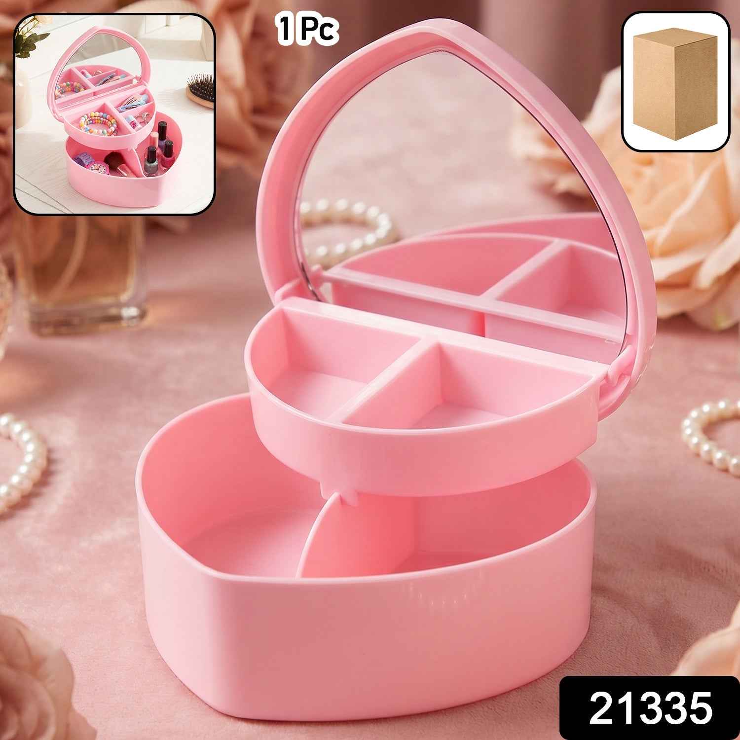 Makeup Storage Box with Mirror Ð Compact & Multi-Compartment Design