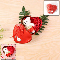 Heart Shape Valentine’s Gift Box with Teddy Bear & Rose | GiftEternal