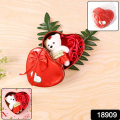 Heart Shape Valentine’s Gift Box with Teddy Bear & Rose | GiftEternal