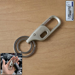 Heavy duty metal key holder with carabiner clip for secure key attachment