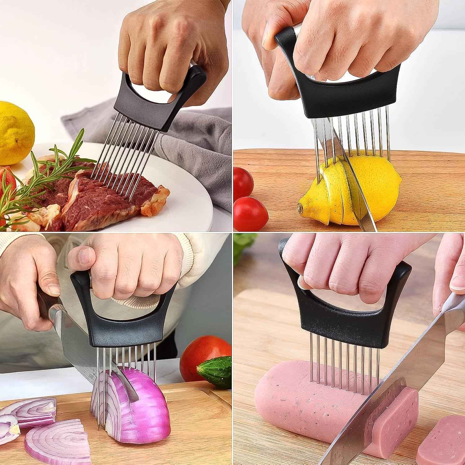 Onion Cutter – Stainless Steel Precision Slicer with Safe Grip
