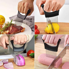 Onion Cutter – Stainless Steel Precision Slicer with Safe Grip