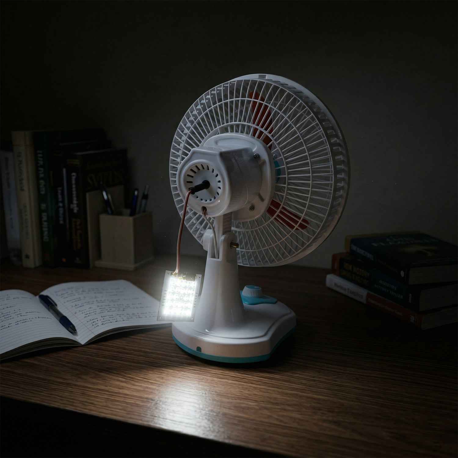 Rechargeable Table Fan – Portable with LED Light & Dual Power