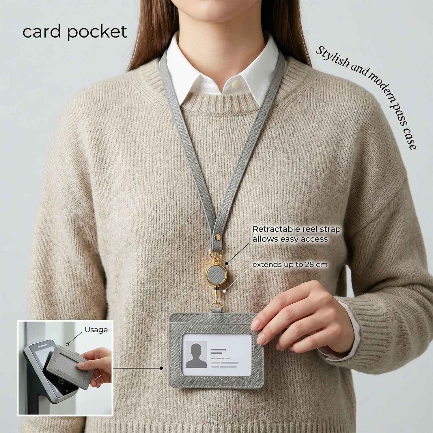 ID Card Holder with Adjustable Neck Strap – Durable & Professional