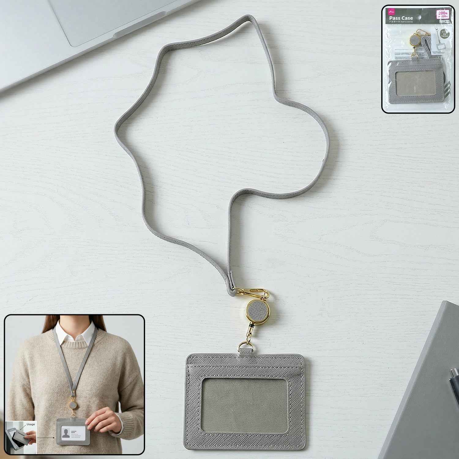 ID Card Holder with Adjustable Neck Strap – Durable & Professional